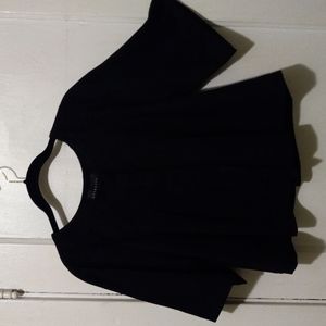Sharp-Attention Crop Top/Like Cape, Blk, Sm